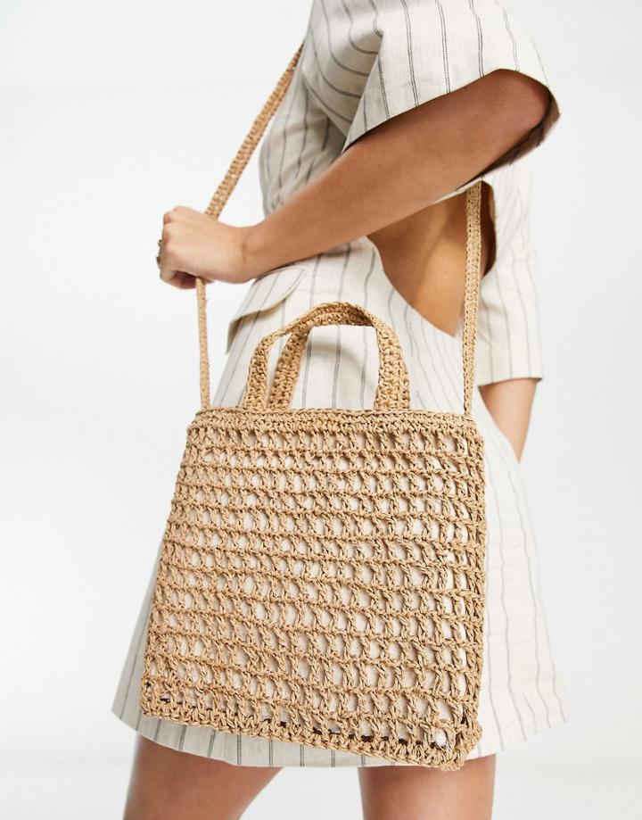 Madewell Straw Tote Bag In Khaki-green