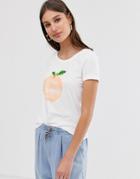 Only Peach Slogan T-shirt-white