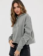 Asos Design Boxy Hoodie In Sage-green