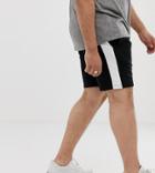 Asos Design Plus Jersey Skinny Shorts With Side Stripe In Black - Black