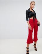 Missguided Cord Kick Flare Pants - Red