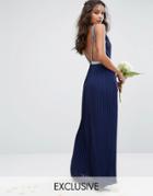 Tfnc Wedding Maxi Dress With Embellished V Back - Navy