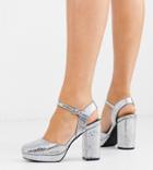 Simply Be Extra Wide Fit Keyla Closed Toe Platform In Silver