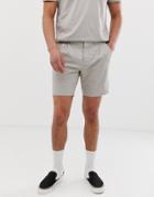 Asos Design Slim Chino Shorts With Pleats In Beige