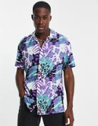 Jack & Jones Originals Viscose Shirt With Revere Collar In Multi Animal Print