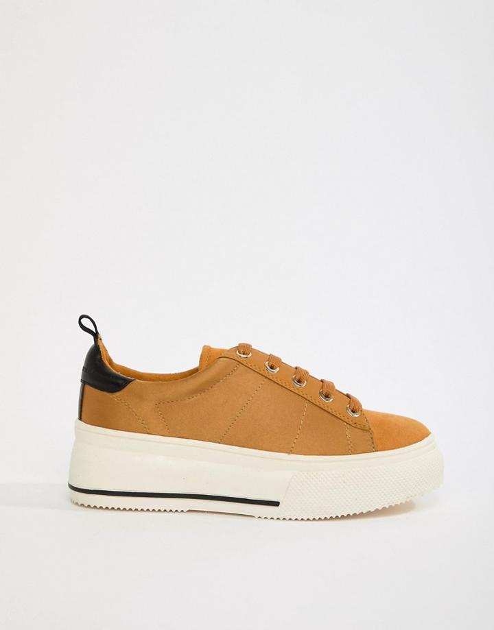 Stradivarius Flatform Sneaker In Mustard - Yellow