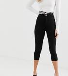 Asos Design Rivington Cropped High Waisted Denim Jeggings In Clean Black - Black