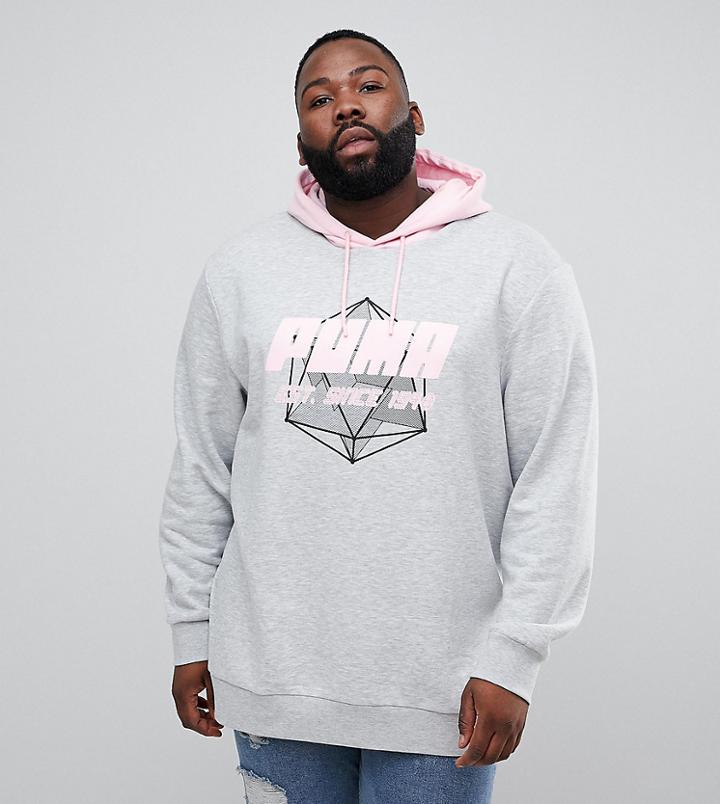 Puma Plus Layered Hoodie In Gray Exclusive To Asos - Gray