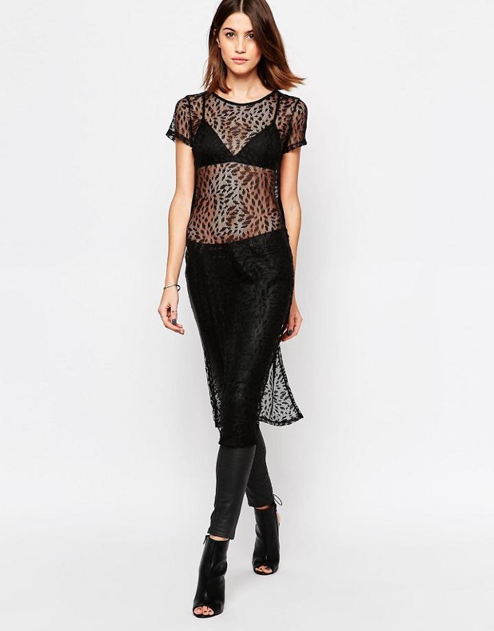 Vero Moda Lace Tunic With Side Splits - Black