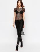 Vero Moda Lace Tunic With Side Splits - Black