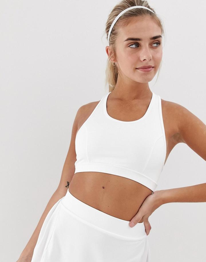 South Beach Tennis High Neck Racerback Crop Top In White