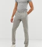 Asos Design Tall Skinny Suit Pants In Stone Check - Stone
