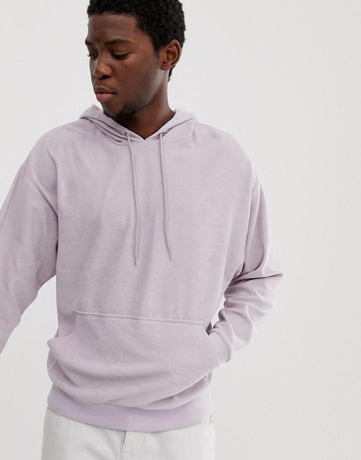 Asos Design Oversized Hoodie In Towelling In Purple - Purple