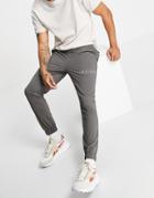 Asos Design Skinny Ankle Grazer Pants With City Print-grey