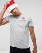 Brave Soul Holidays Penguin Pocket T-shirt - Gray