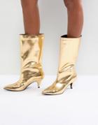 Asos X Mary Benson Knee Boots - Gold