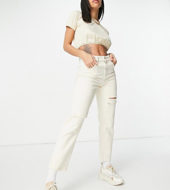 Asyou 90's Ripped Straight Jean In Ecru-white