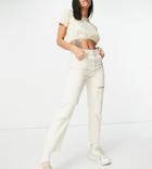 Asyou 90's Ripped Straight Jean In Ecru-white