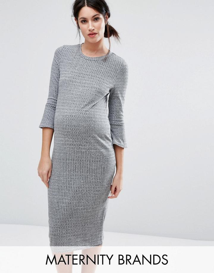 New Look Maternity Flare Sleeve Knit Dress - Gray