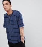 Heart & Dagger Oversized Striped T-shirt In Navy - Navy