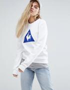 Le Coq Sportif Boyfriend Sweatshirt With Large Color Block Logo - White