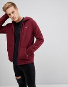 Hollister Full Zip Icon Logo Hoodie In Burgundy - Red