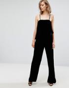 Mango Velvet Jumpsuit - Black