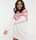 Asos Design Petite Embellished Christmas Sweater Dress-multi