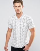 Bellfield Short Sleeve Geo Print T-shirt - White