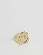 Asos Square Soverign Ring In Gold Plated - Gold