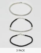 Asos Bracelet Pack In Rope And Metal - Multi