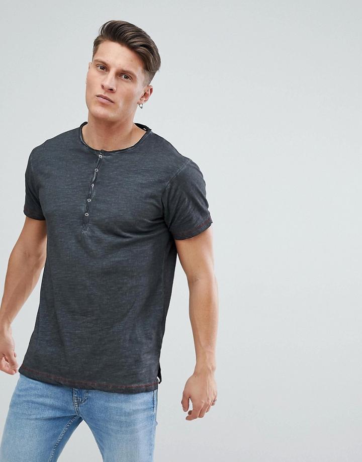 Ringspun Henley T-shirt - Black