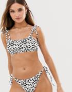 Unique21 Leopard Print Tie Shoulder Bikini Top-multi