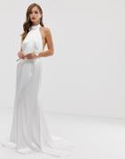 Asos Edition Halter Backless Maxi Wedding Dress - White