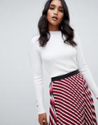 Lipsy Button Sleeve Turtleneck Sweater - White