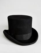 Asos Top Hat In Black Felt - Black