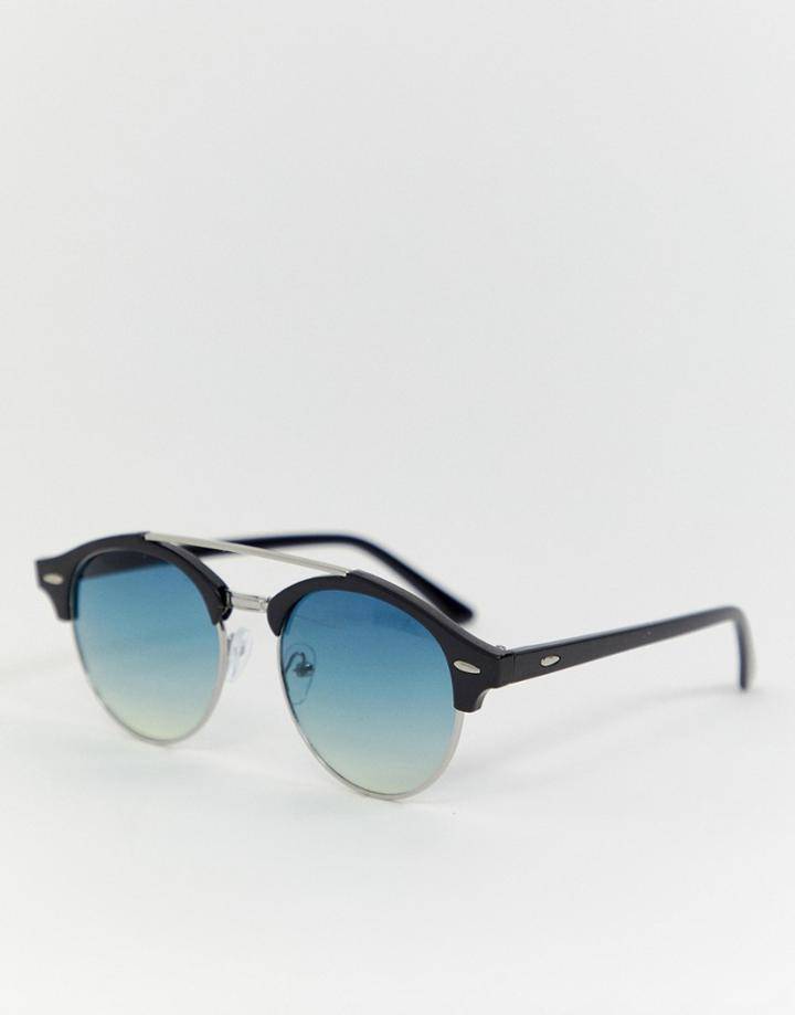 Aj Morgan Retro Round Sunglasses In Black