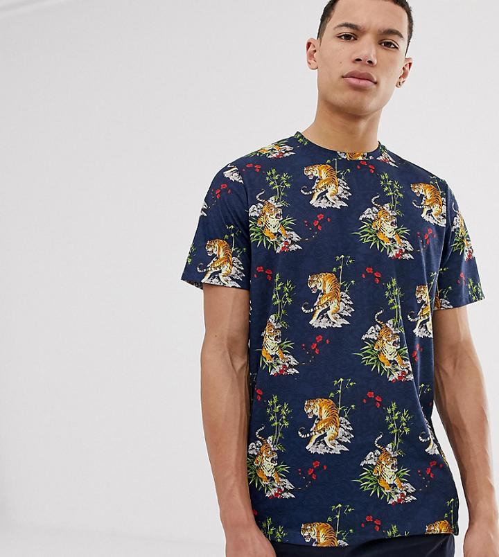Jacamo T-shirt With Tiger Print - Navy