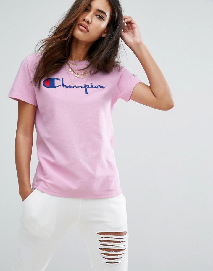 Champion T-shirt With Script Logo - Pink