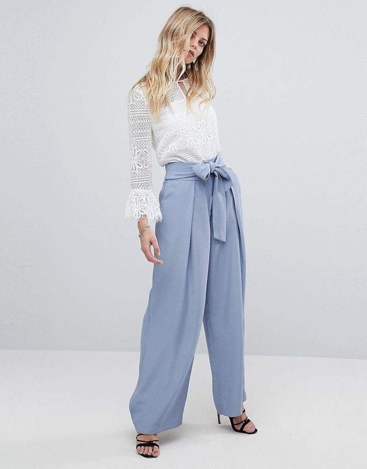 Forever New Tailored Pants With Pleat Front - Blue