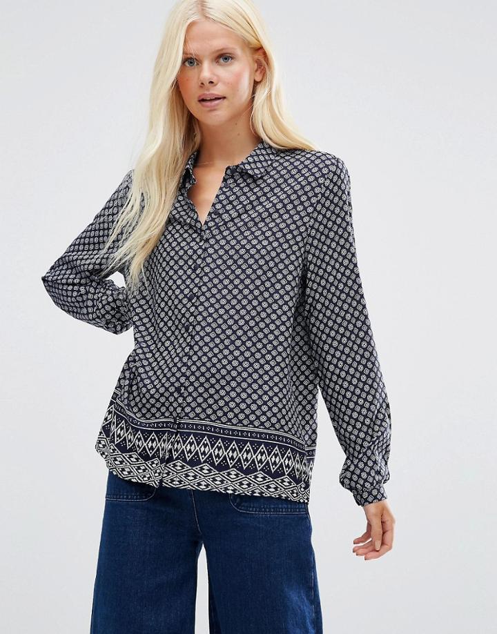 Minimum Brynja Boho Printed Shirt - Navy Thunder