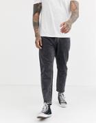 Selected Homme Relaxed Fit Cropped Organic Cotton Jeans In Dark Gray
