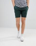Asos Design Skinny Chino Shorts In Bottle Green - Green