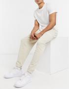 Asos Actual Relaxed Sweatpants Set In Beige With Script Print-neutral