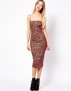 Asos Cami Leopard Midi Dress - Red