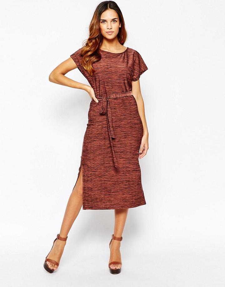 Warehouse Side Split Midi Dress - Orange