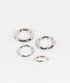 Asos Design Pack Of 4 Rings In Tube Design In Silver Tone