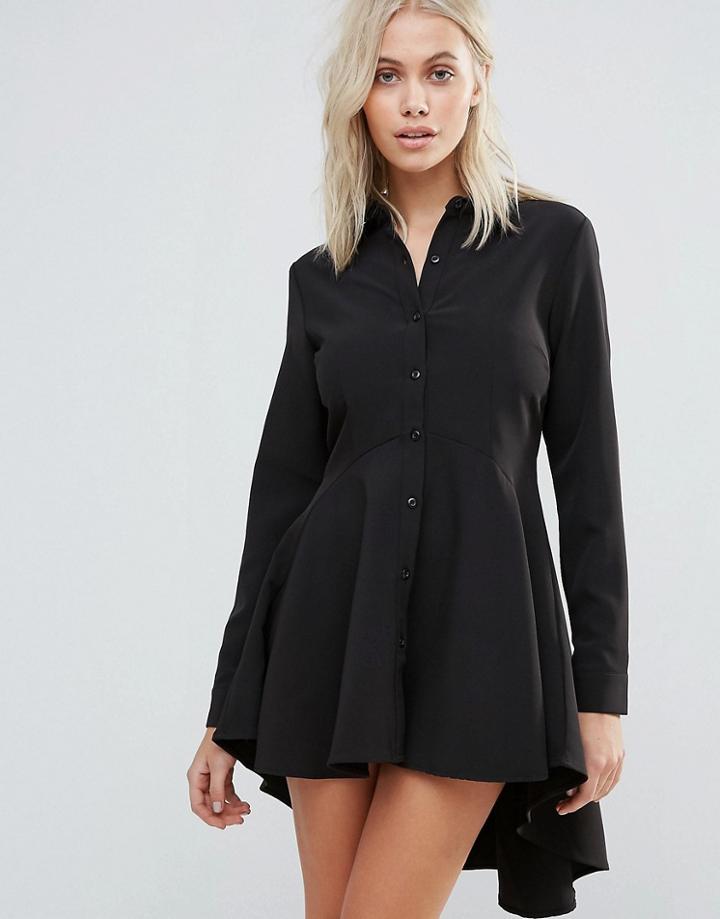 Qed London Skater Shirt Dress - Black