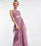 Little Mistress Petite Bridesmaid Maxi Dress In Mauve-purple