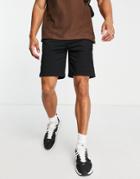 Pull & Bear Relaxed Elastic Chino Shorts In Black